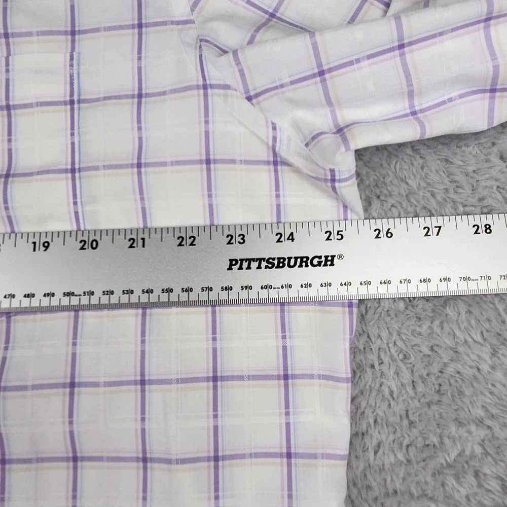 Banana Republic Button Down Mens XL White Purple Plaid‎ Non-Iron Classic Fit